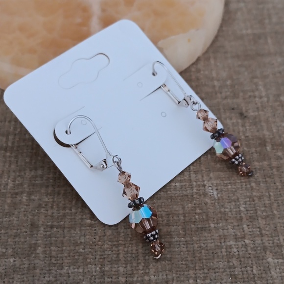 Silver Tone Leverback Beaded Earrings - Picture 6 of 6